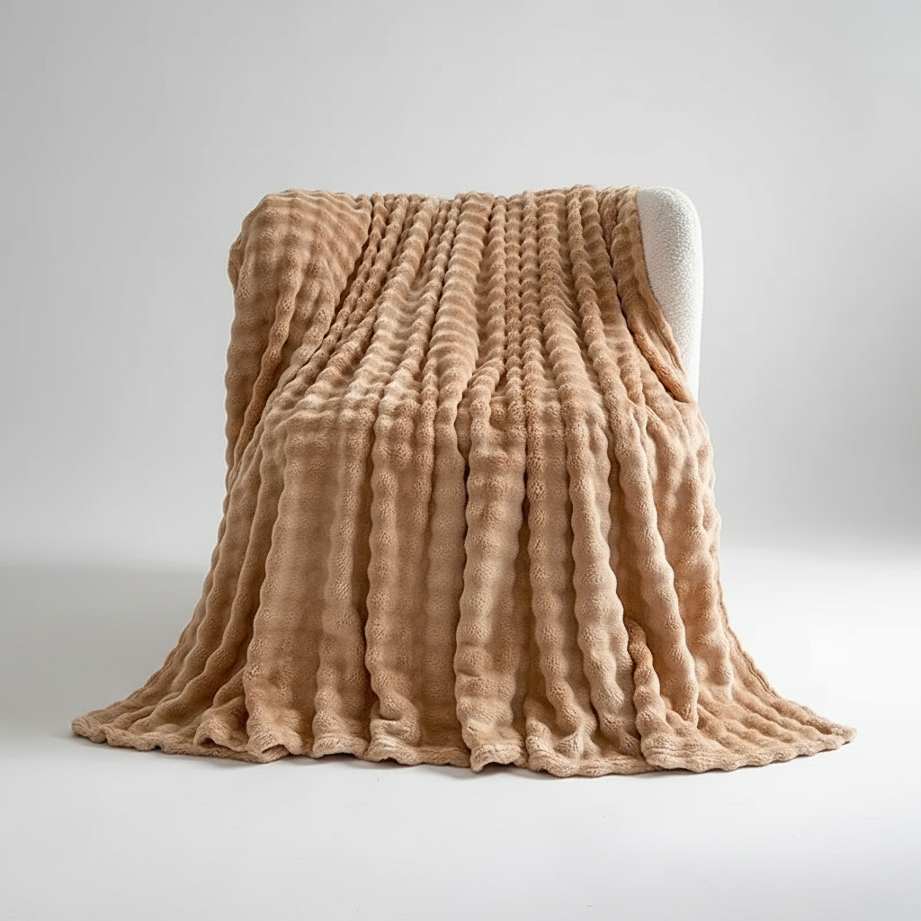 Wurfdecke Sofa ultraweich grau gestreift flauschig Kaninchenfell-Look