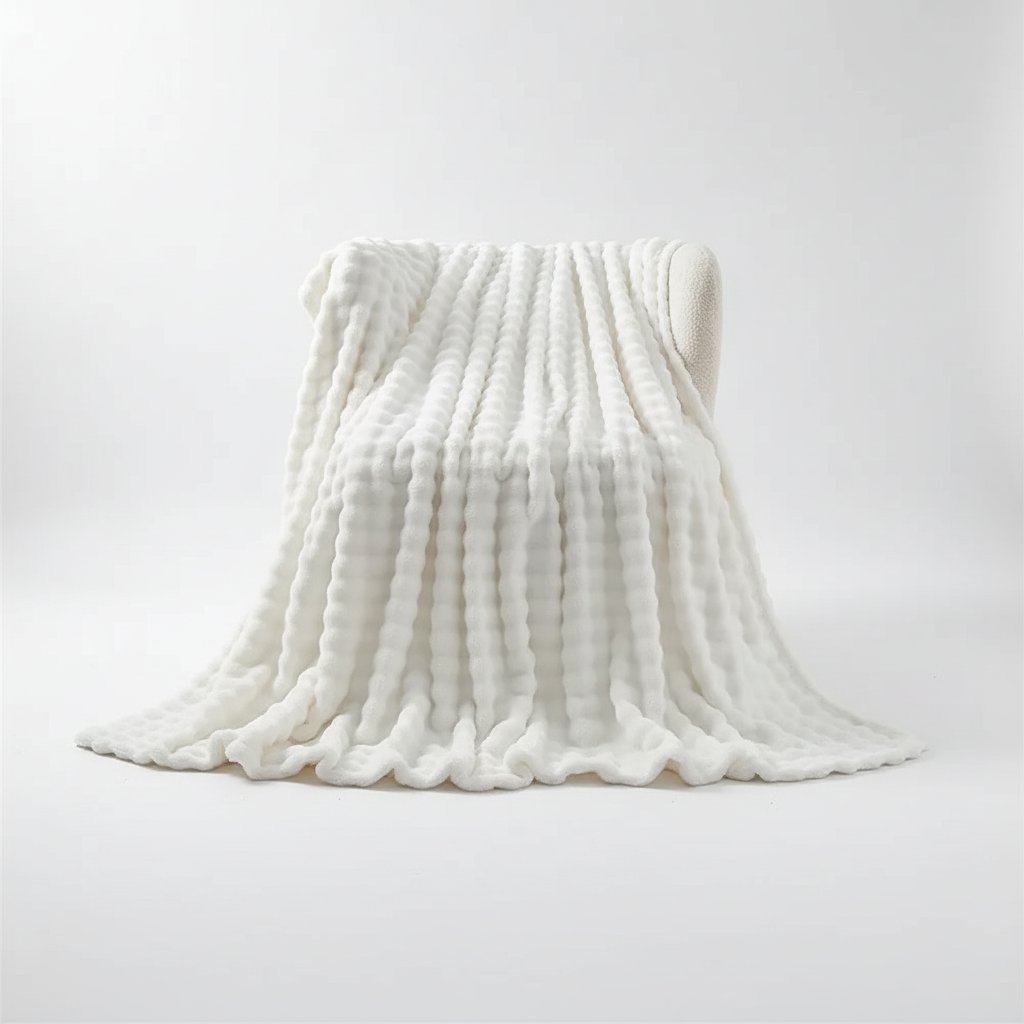 Wurfdecke Sofa ultraweich grau gestreift flauschig Kaninchenfell-Look