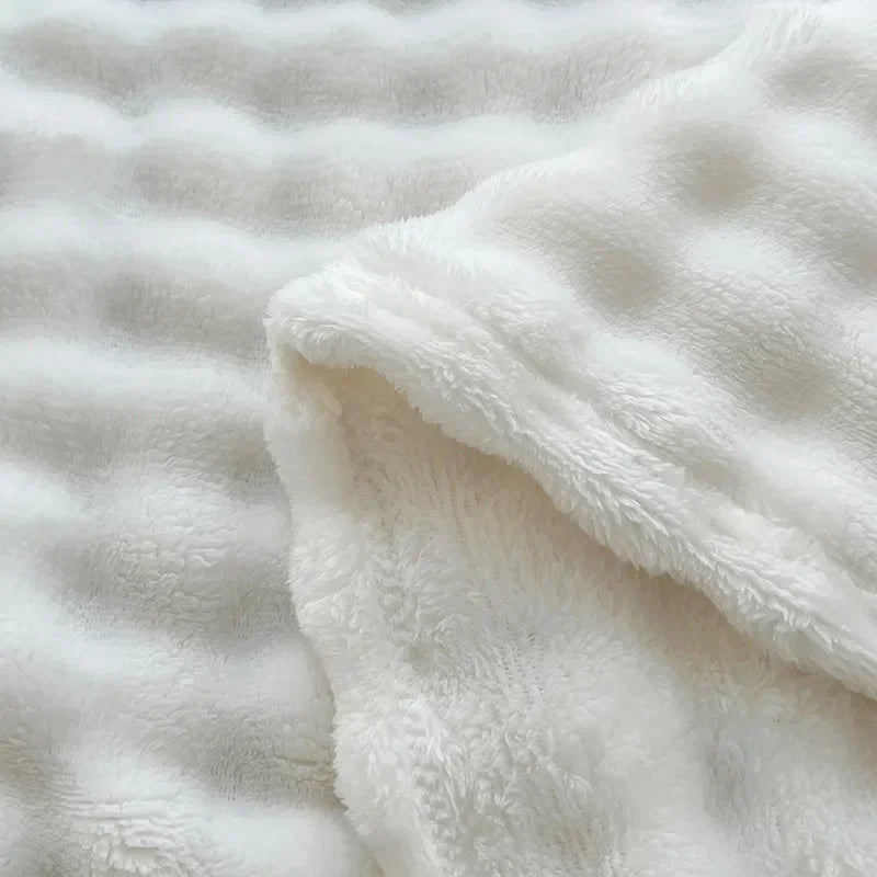 Wurfdecke Sofa ultraweich grau gestreift flauschig Kaninchenfell-Look