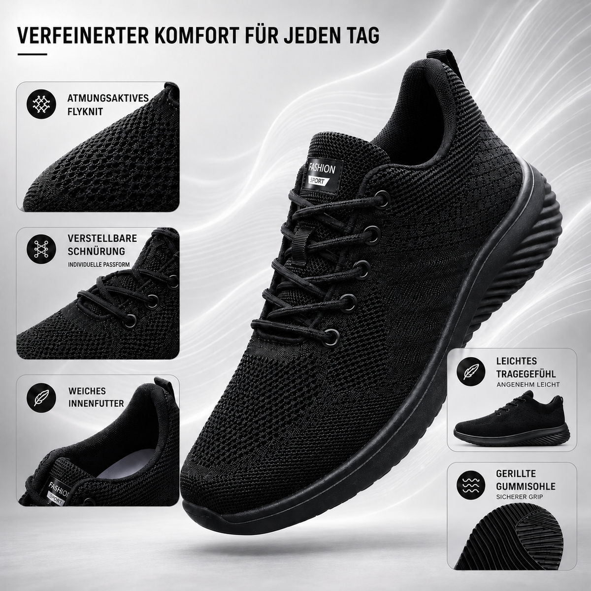 Nordspur | Luxven Leichter Schnürschuh Herren-Trainingsschuh