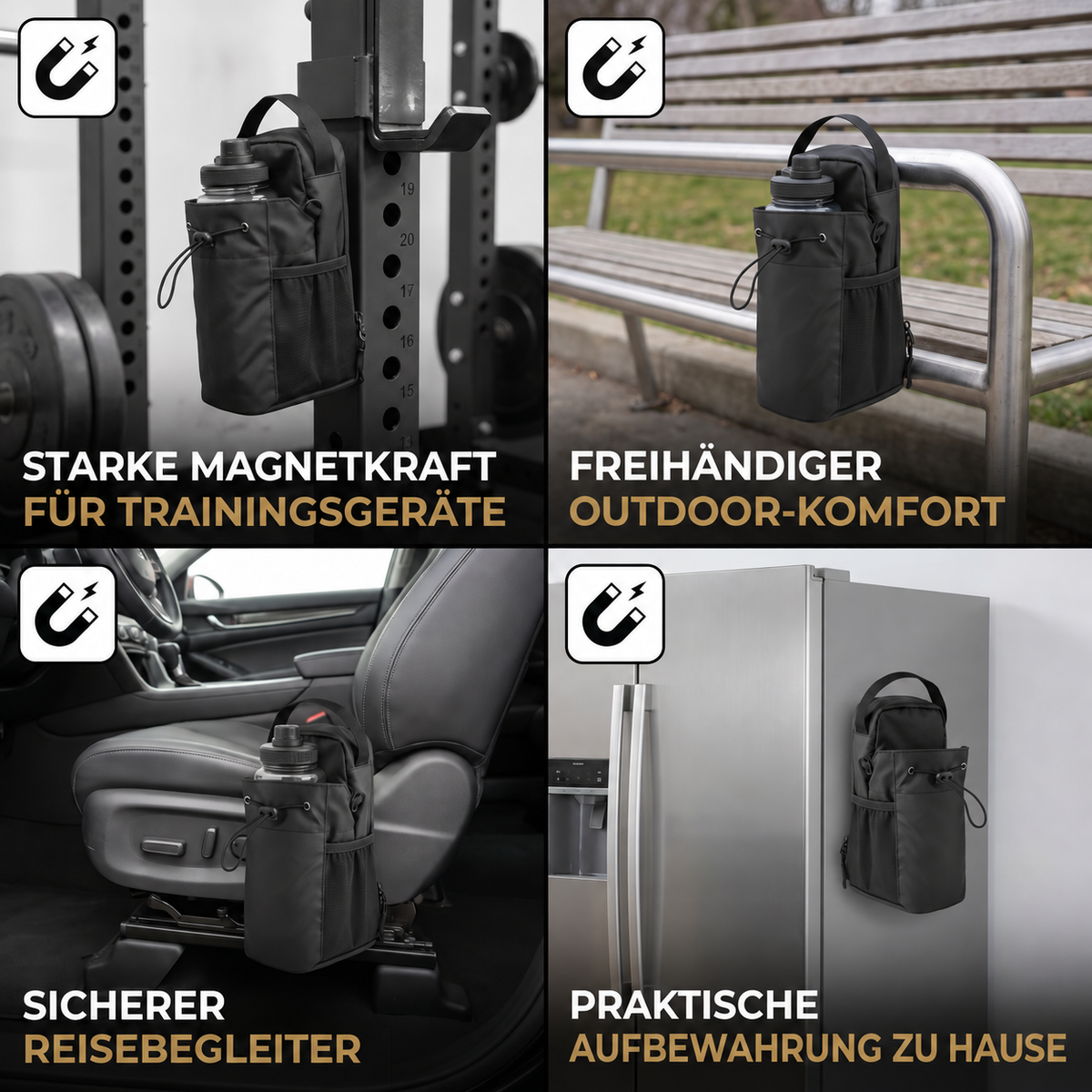 Nordspur | Magnetische Wasserflaschentasche mit starkem Griff für Fitness und aktive Nutzung