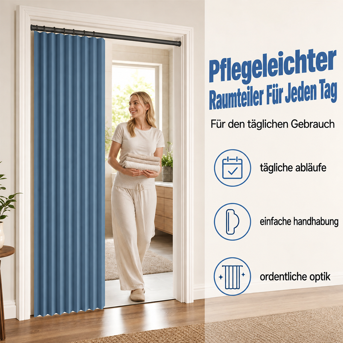 Nordspur | Magnetischer Akkordeon-Türvorhang ohne Bohren