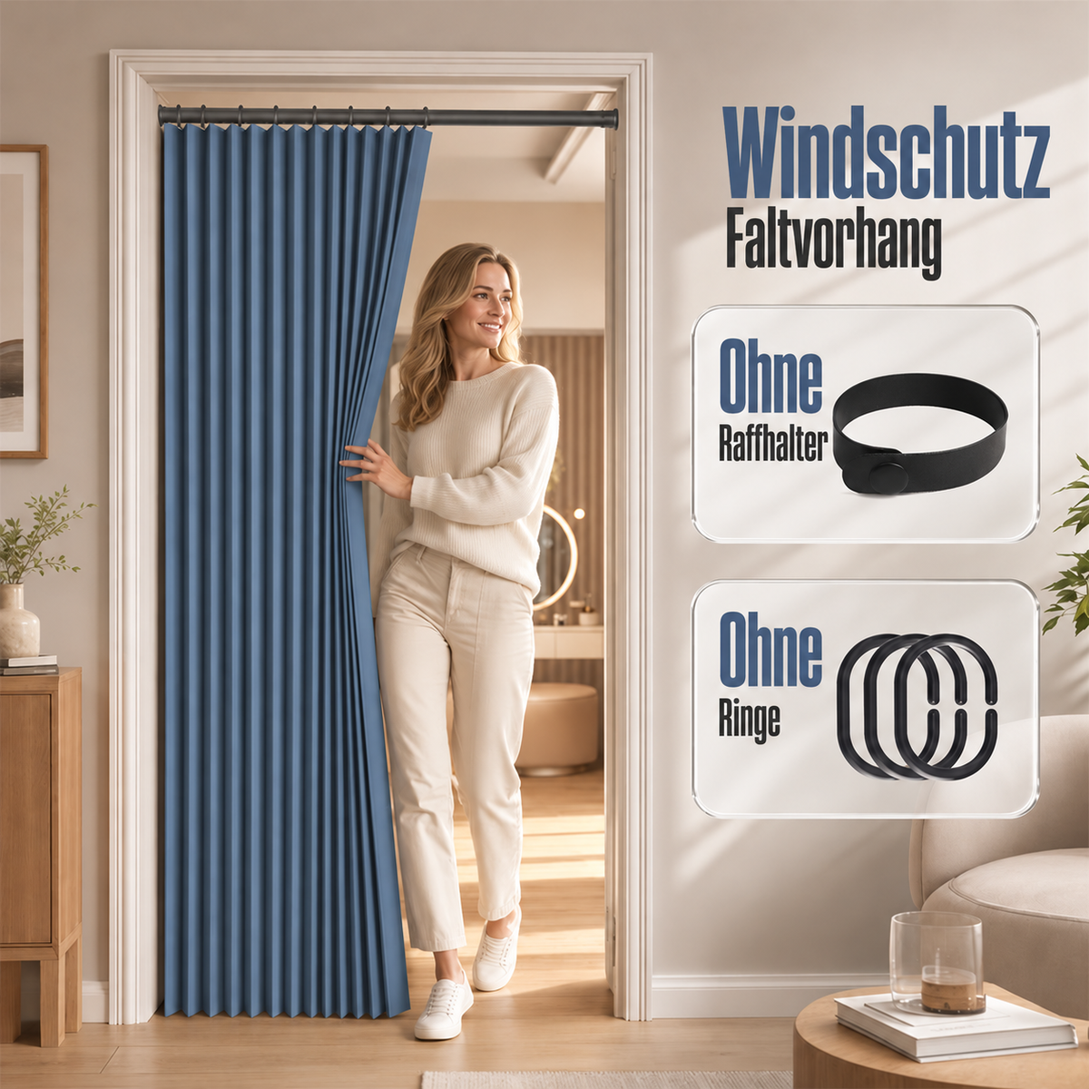 Nordspur | Magnetischer Akkordeon-Türvorhang ohne Bohren
