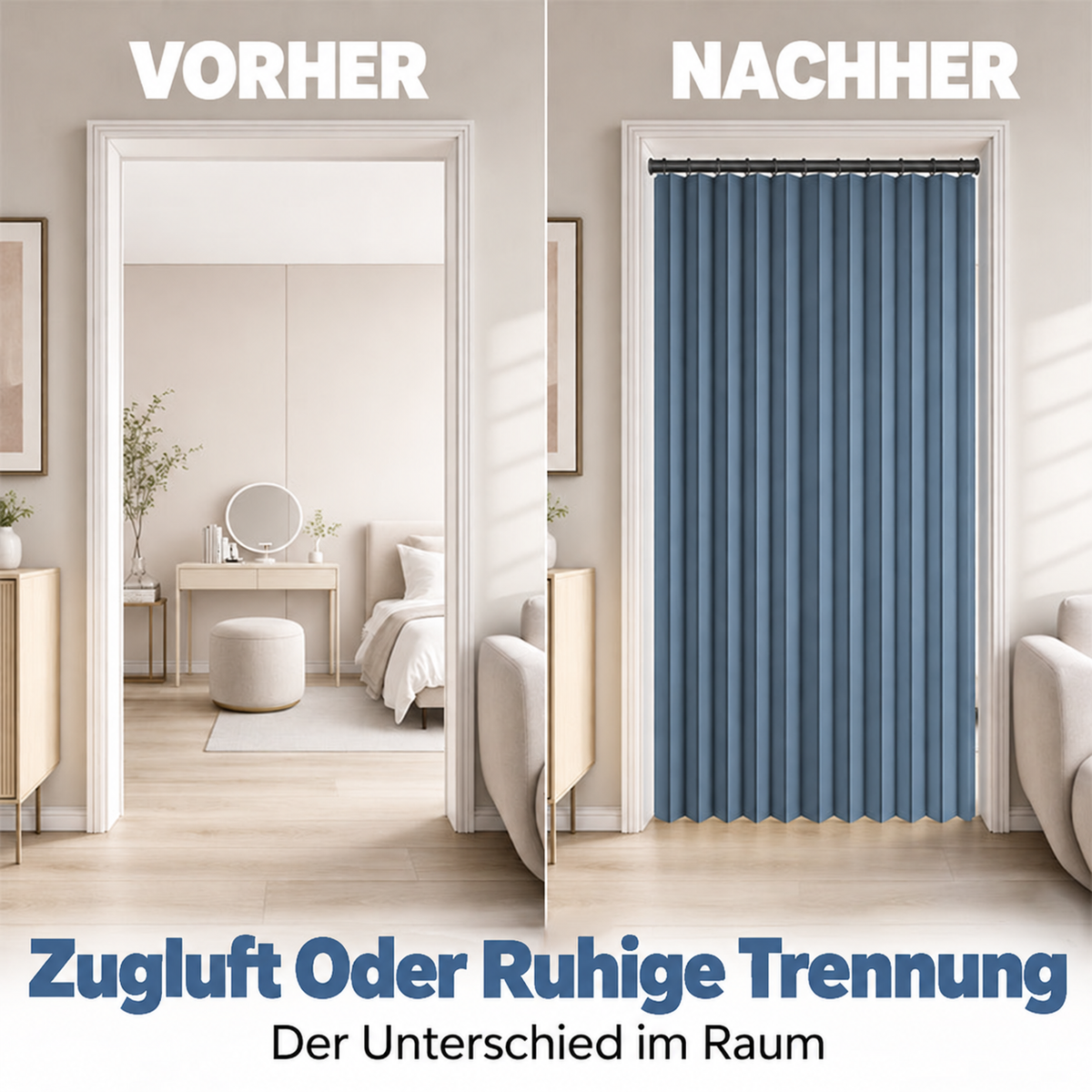 Nordspur | Magnetischer Akkordeon-Türvorhang ohne Bohren