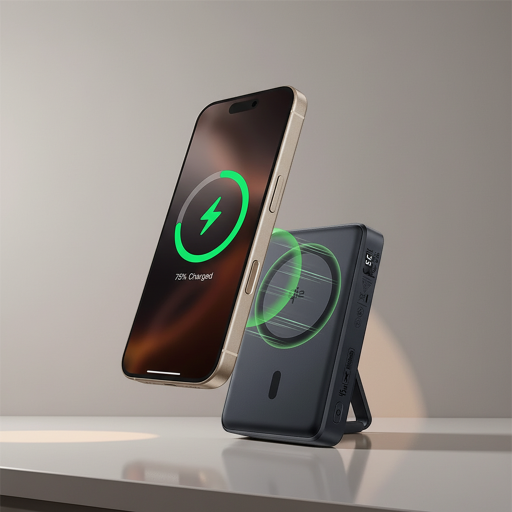 Magnetische Powerbank 10000mAh mit Klappständer und Schnellladung