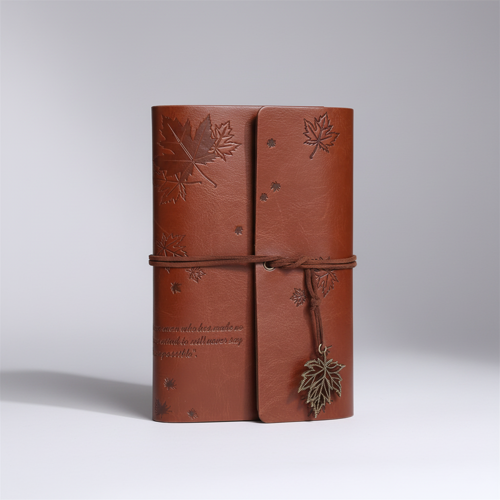 Vintage-Reisetagebuch mit abnehmbarem Spiralbinder und klaren Taschen