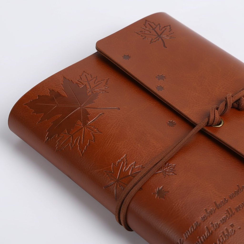Vintage-Reisetagebuch mit abnehmbarem Spiralbinder und klaren Taschen