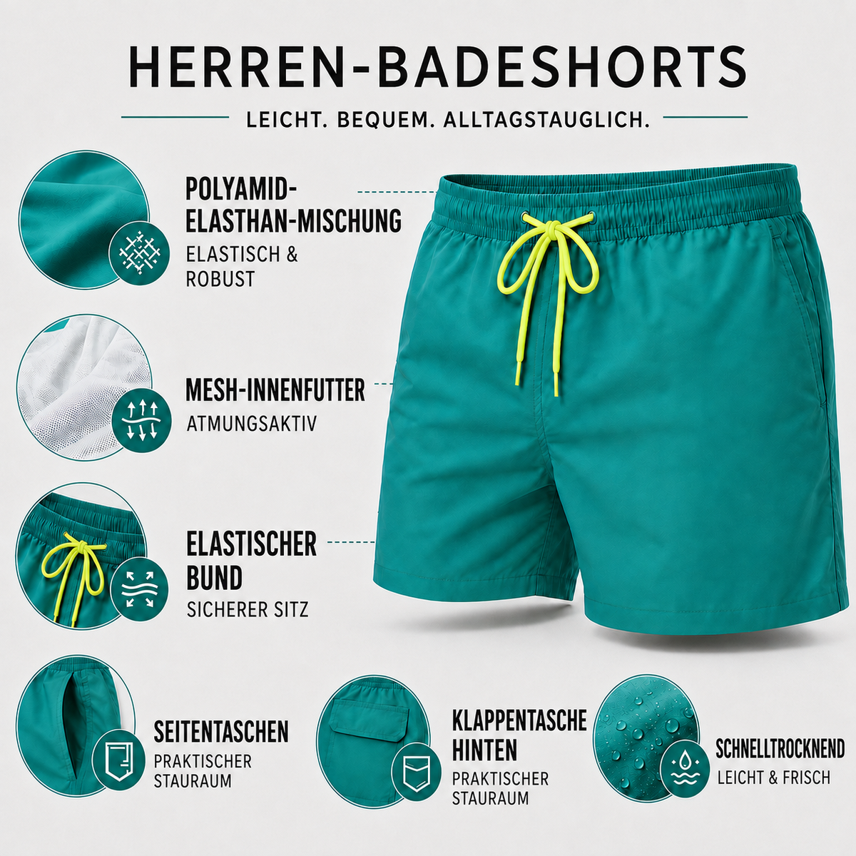 Nordspur | Marinex Herren-Badeshorts Kurzlänge