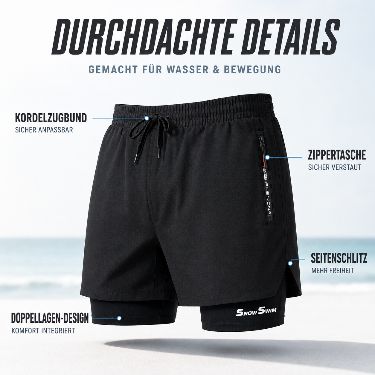 Nordspur | Mariswift Badeshorts mit Doppellage