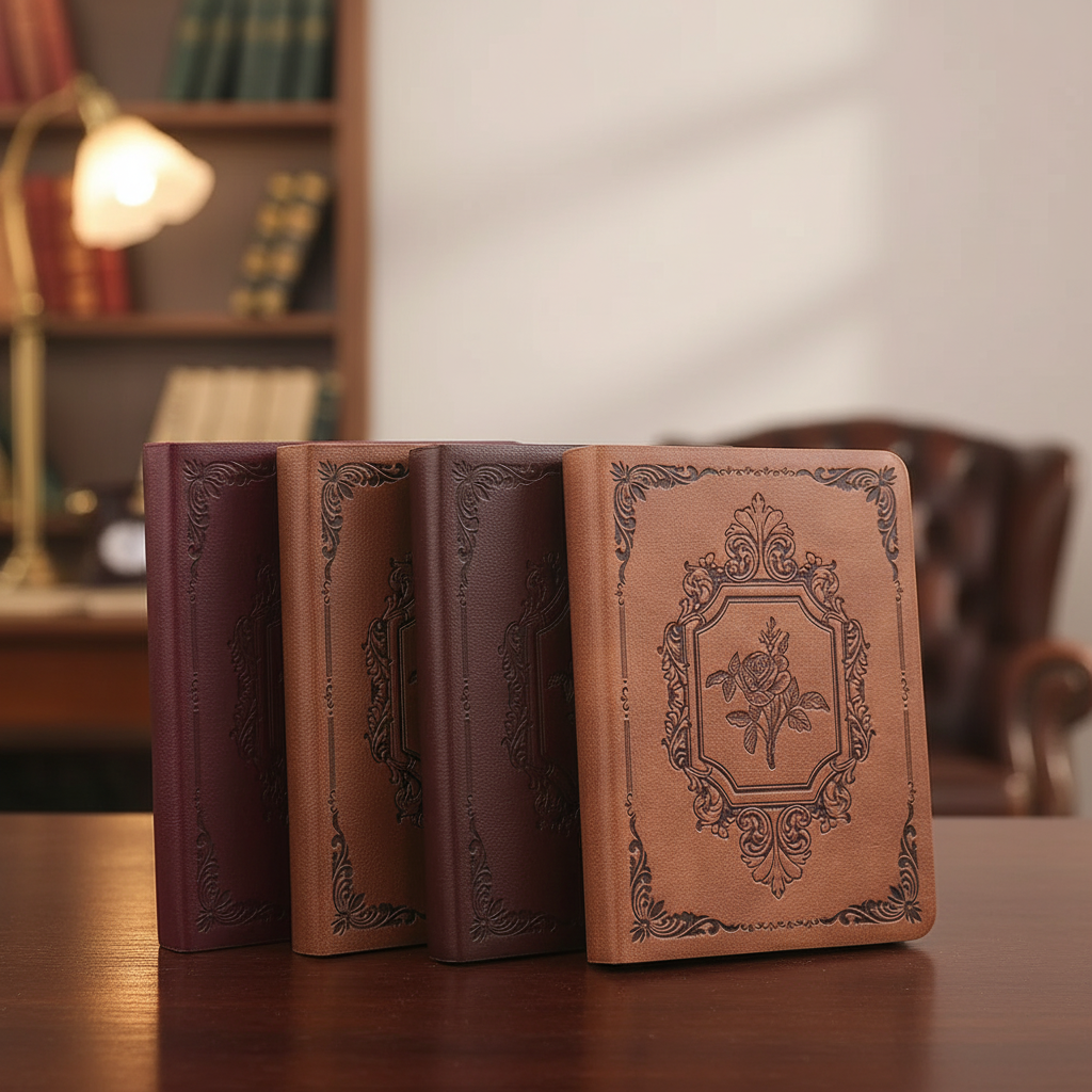 A6 Vintage Taschennotizbuch mit dicker liniiertem Papier und Planer-Layout