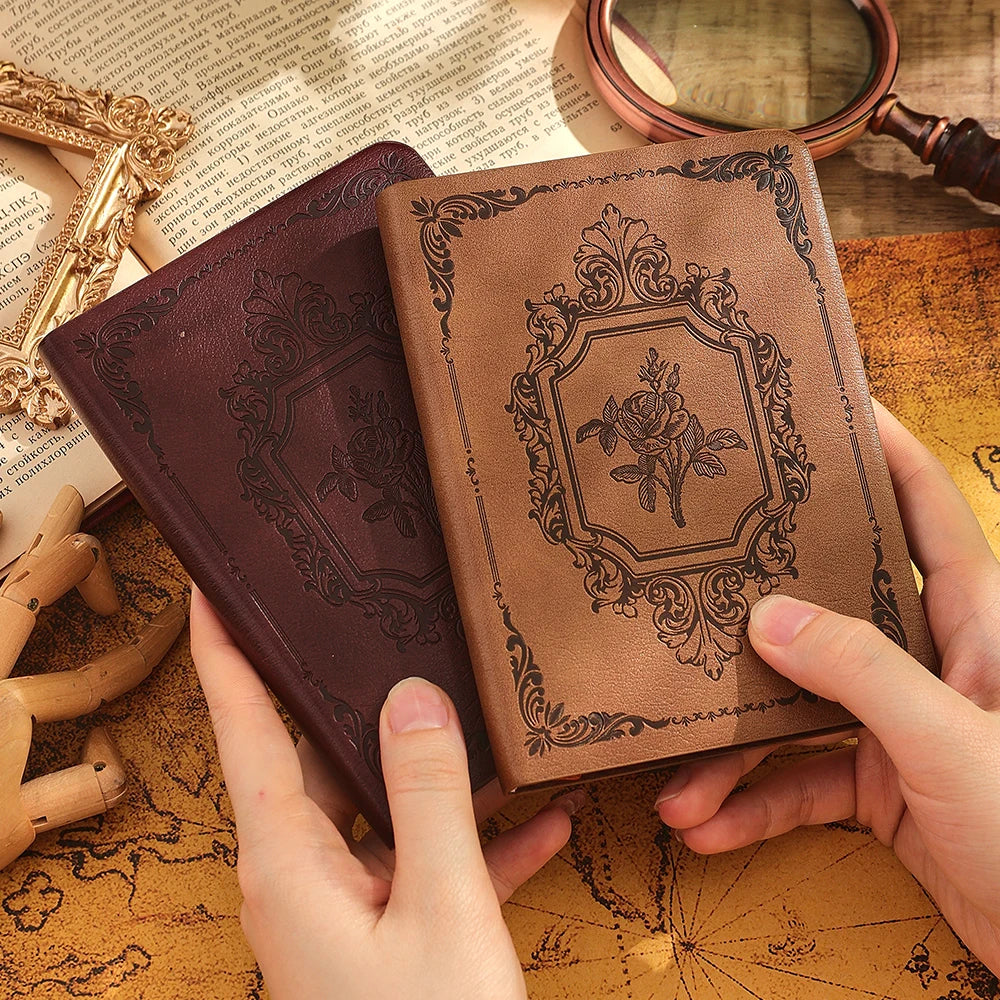 A6 Vintage Taschennotizbuch mit dicker liniiertem Papier und Planer-Layout