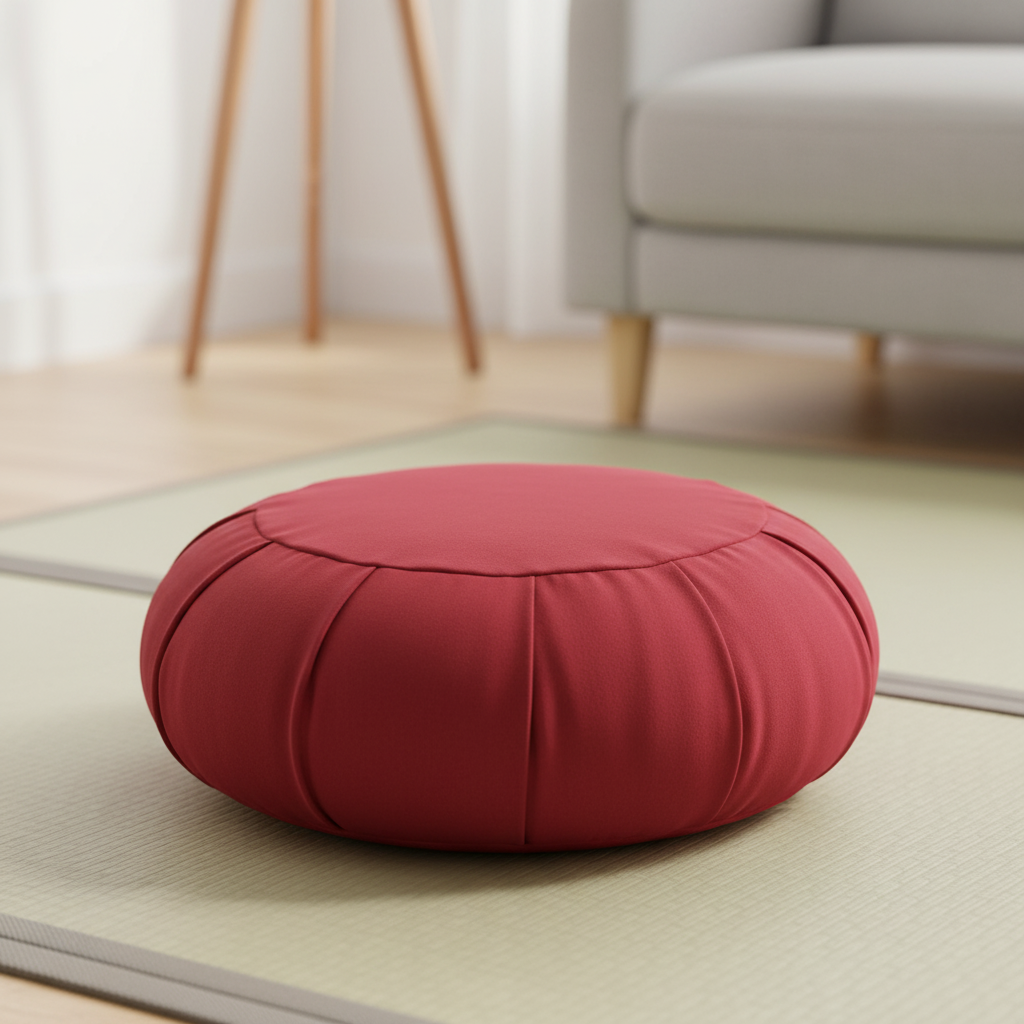 Rundes Meditations-Sitzkissen mit Buchweizenfüllung rutschfest