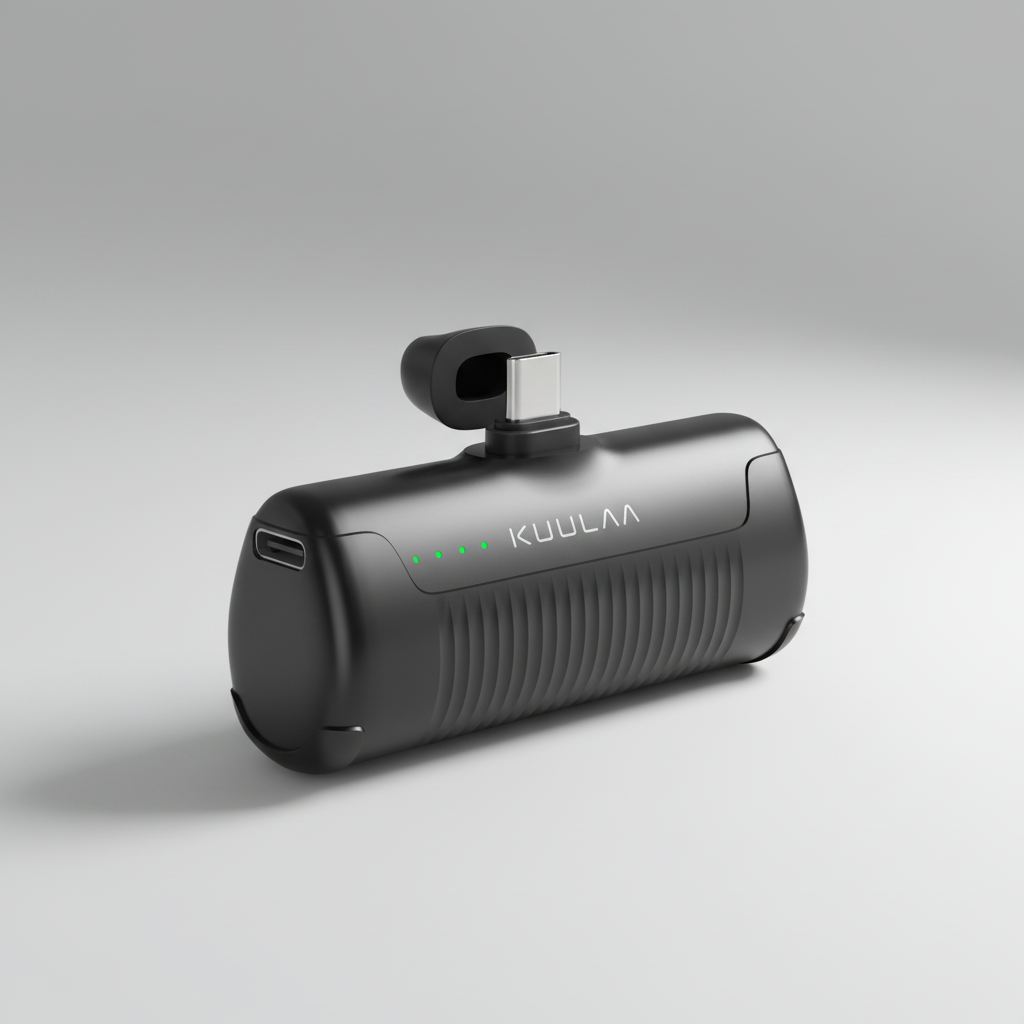 Kompakte 4500mAh Powerbank mit USB-C Anschluss und integriertem Stecker