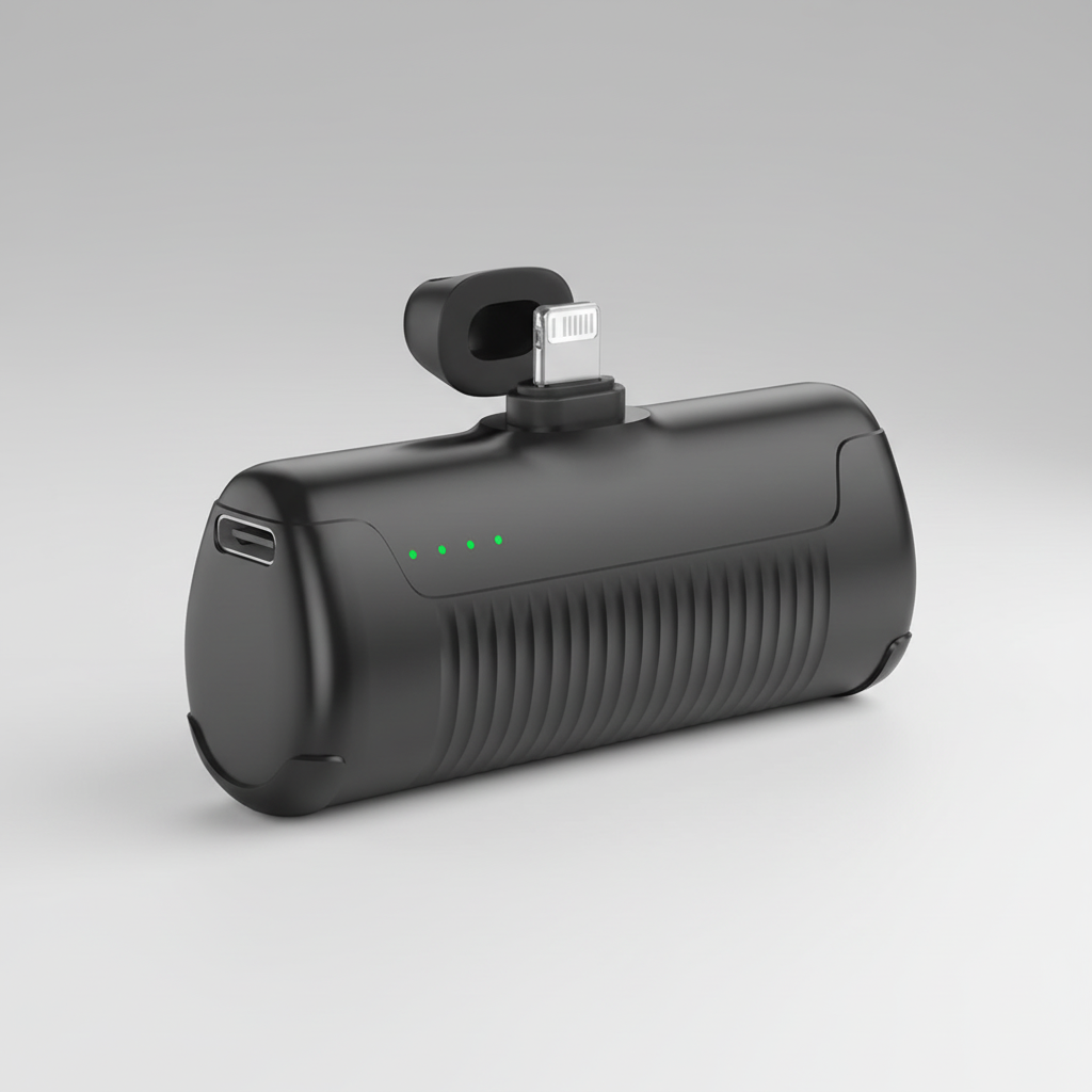 Kompakte 4500mAh Powerbank mit USB-C Anschluss und integriertem Stecker