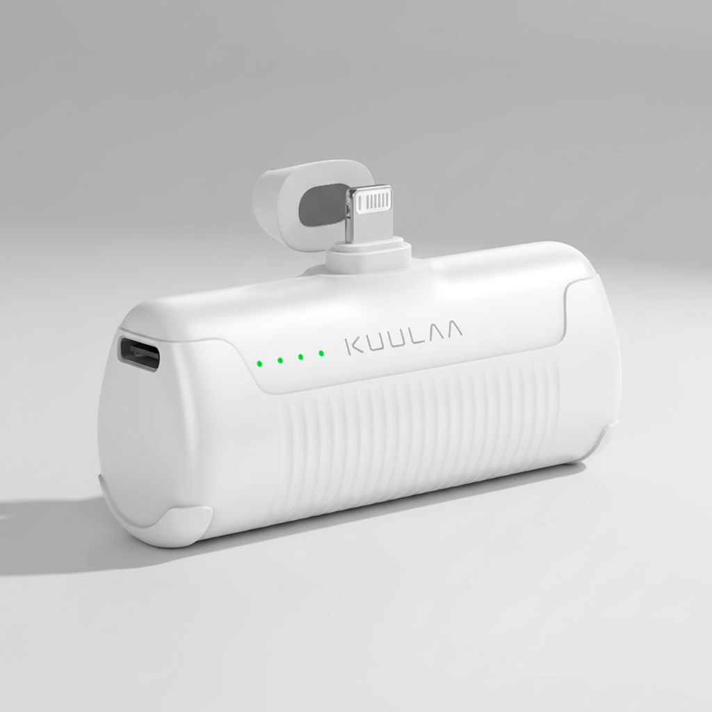 Kompakte 4500mAh Powerbank mit USB-C Anschluss und integriertem Stecker