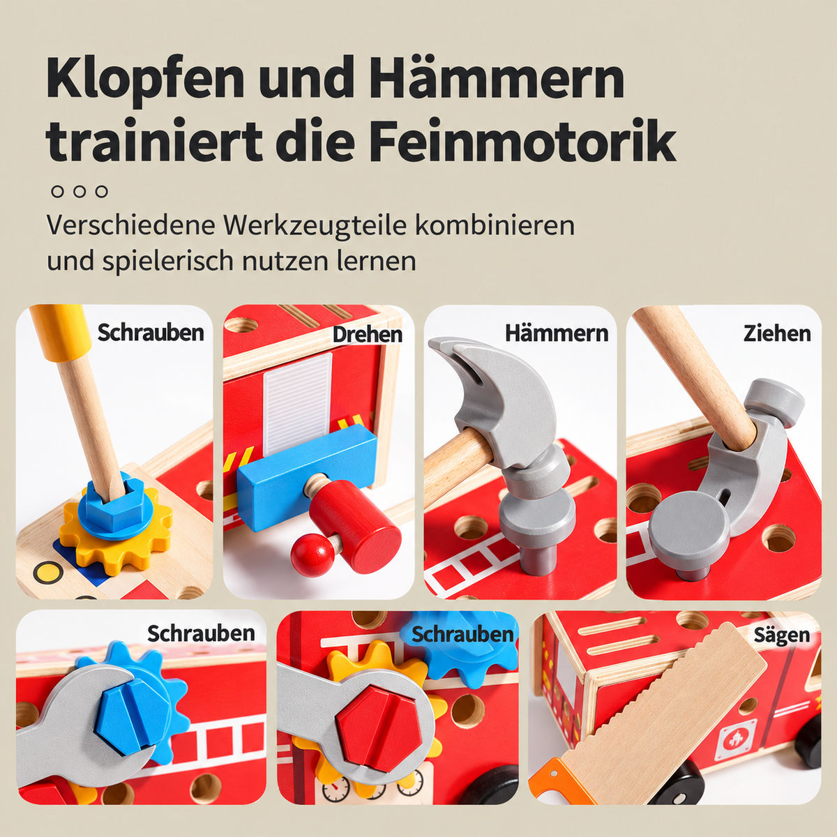 Nordspur | Montessori Holz-Feuerwehr-Werkzeugkasten & Bauset