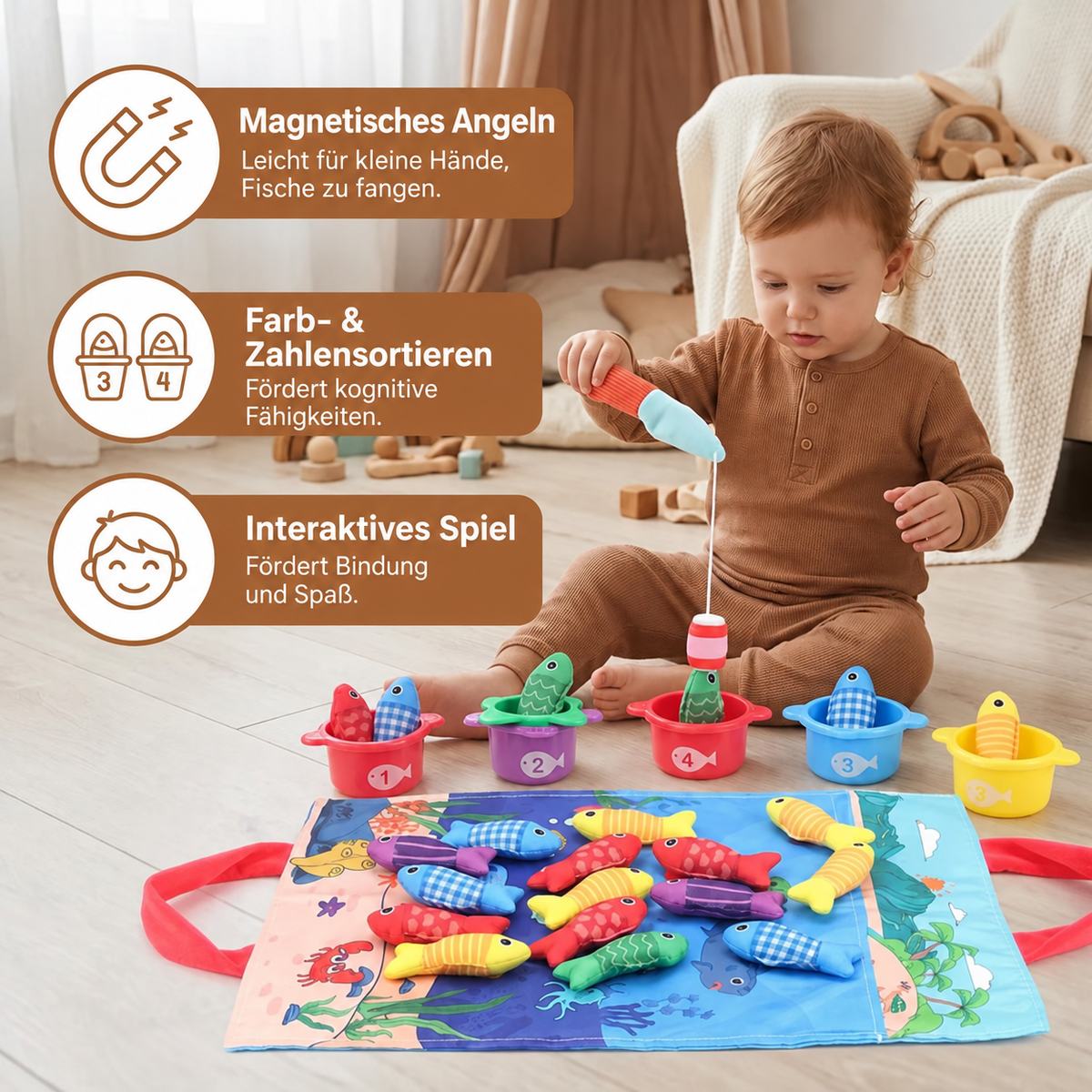 Nordspur | Montessori Plüsch-Angel-Teich Spielzeug
