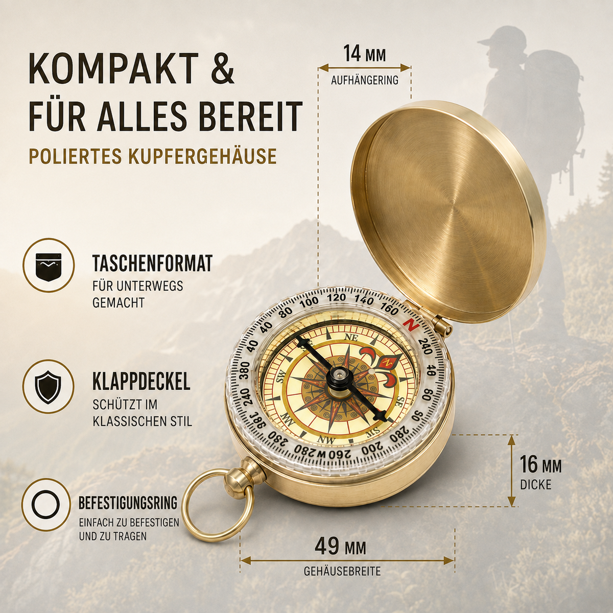 Nordspur | Navara Kompass mit Schutzdeckel