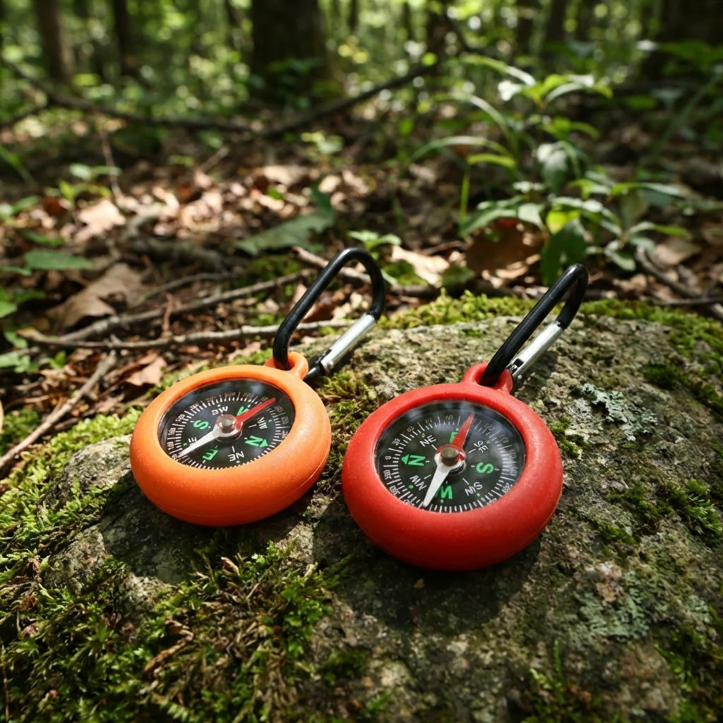 Kompaktkompass mit Karabiner Clip Befestigung, Schutzschale und kontrastreicher Anzeige