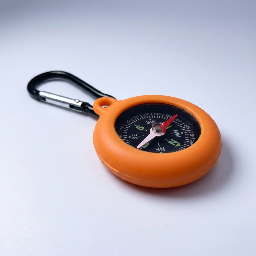 Kompaktkompass mit Karabiner Clip Befestigung, Schutzschale und kontrastreicher Anzeige