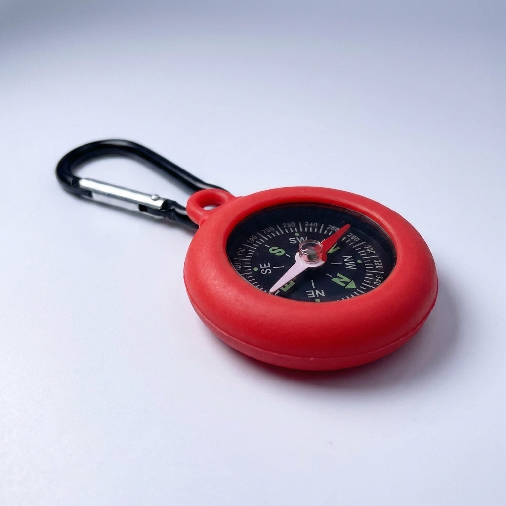 Kompaktkompass mit Karabiner Clip Befestigung, Schutzschale und kontrastreicher Anzeige