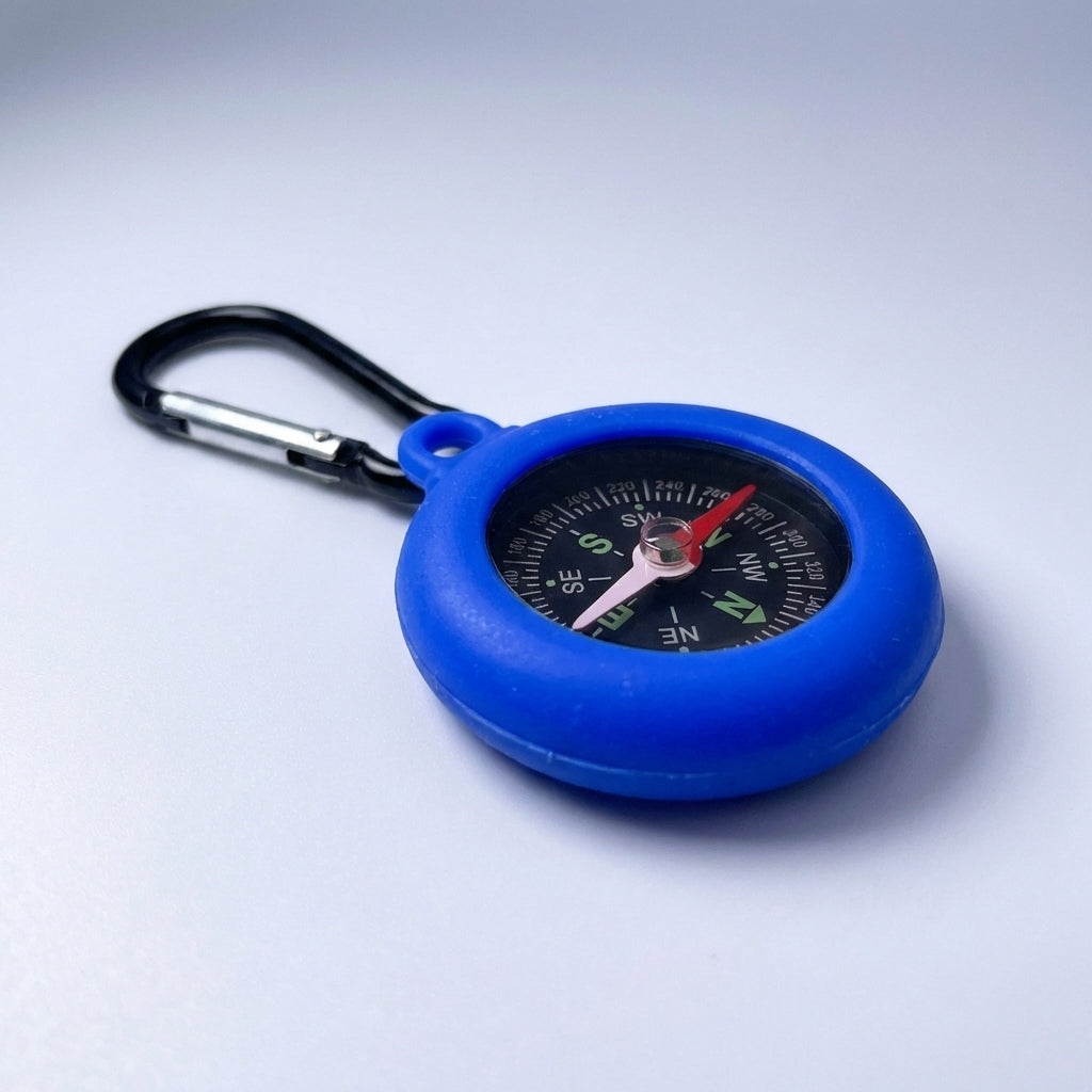 Kompaktkompass mit Karabiner Clip Befestigung, Schutzschale und kontrastreicher Anzeige
