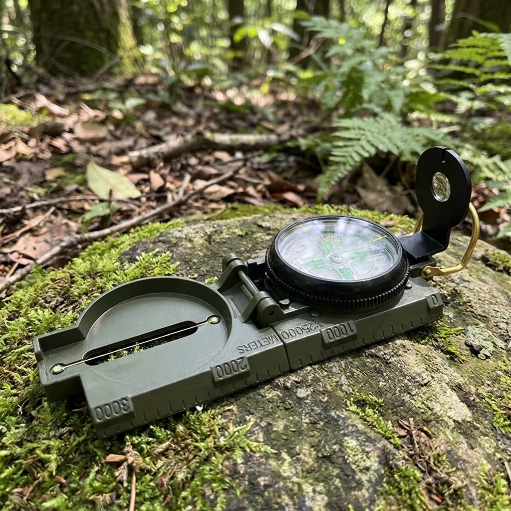 Klappkompass mit Visiereinrichtung und Kartenmasssstäben Wandern