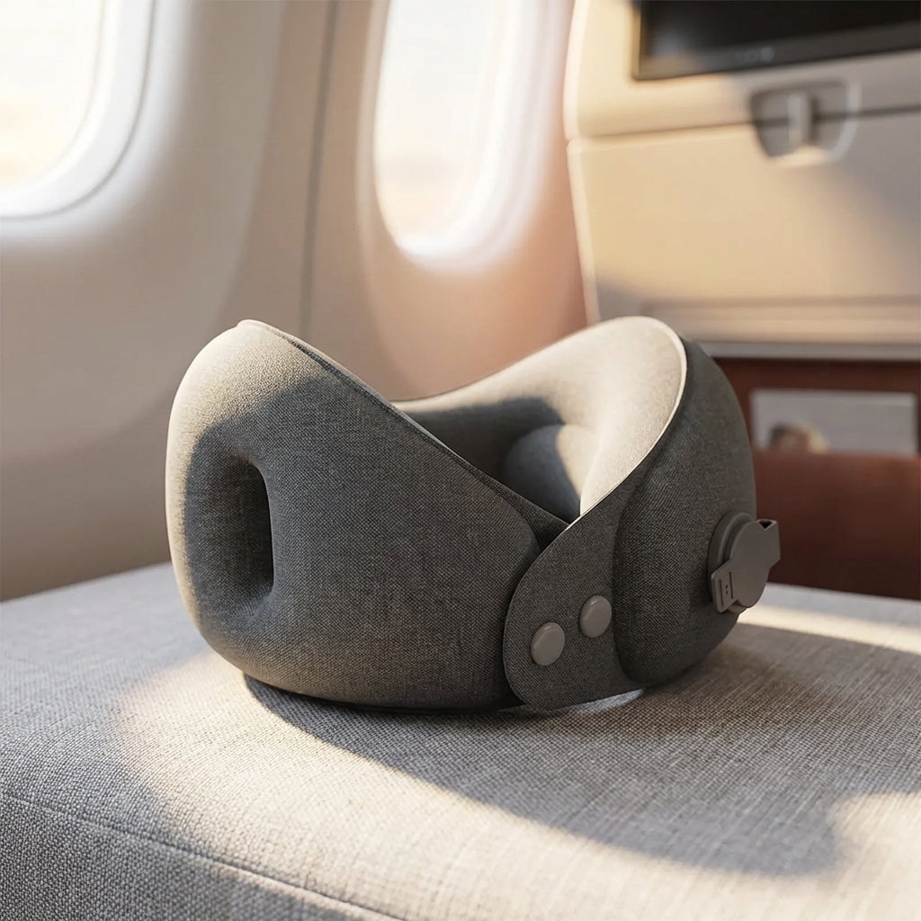 Aufblasbares Nackenkissen ergonomisch mit kompakter Transporttasche