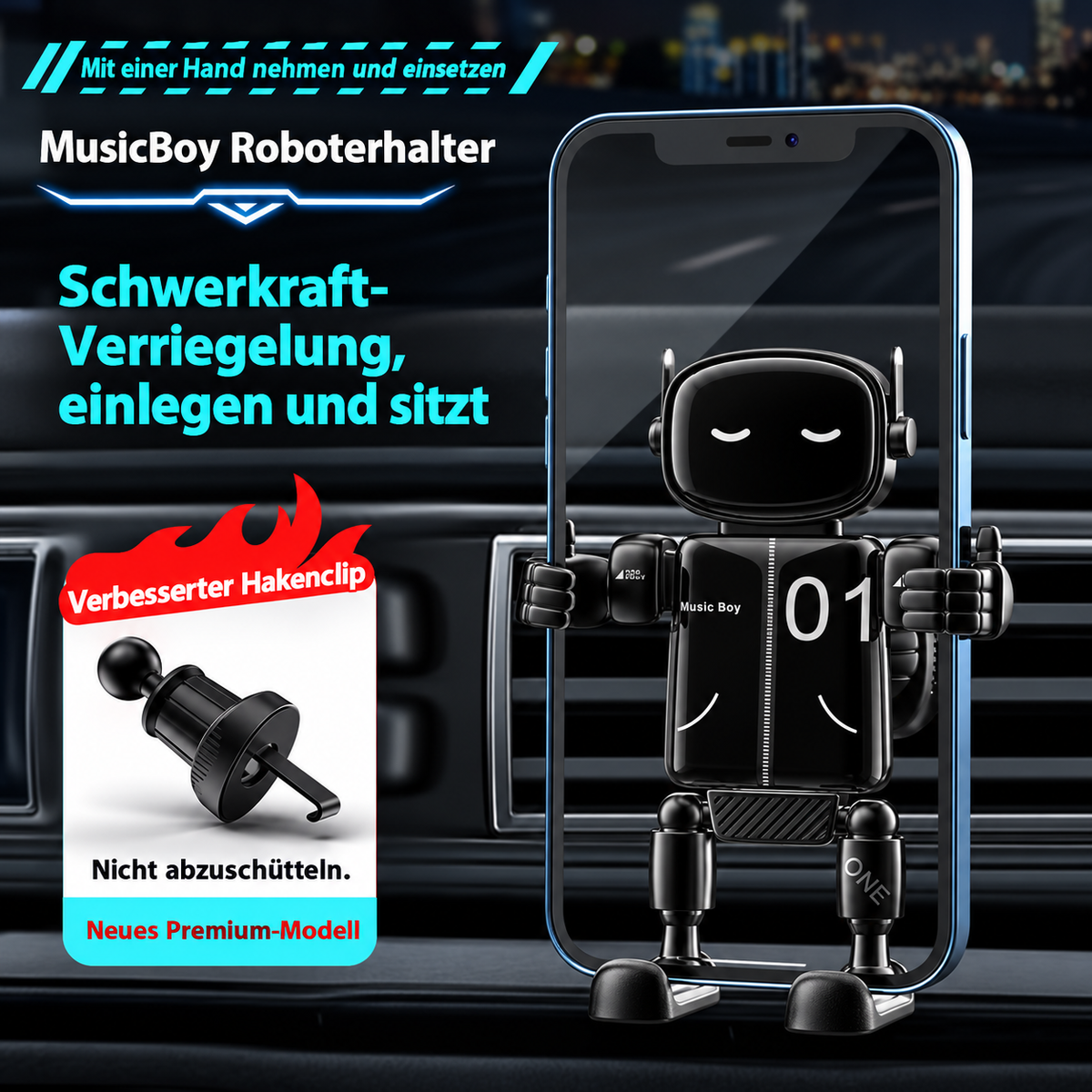 Nordspur | Niedlicher Roboter Schwerkraft Auto Handyhalterung