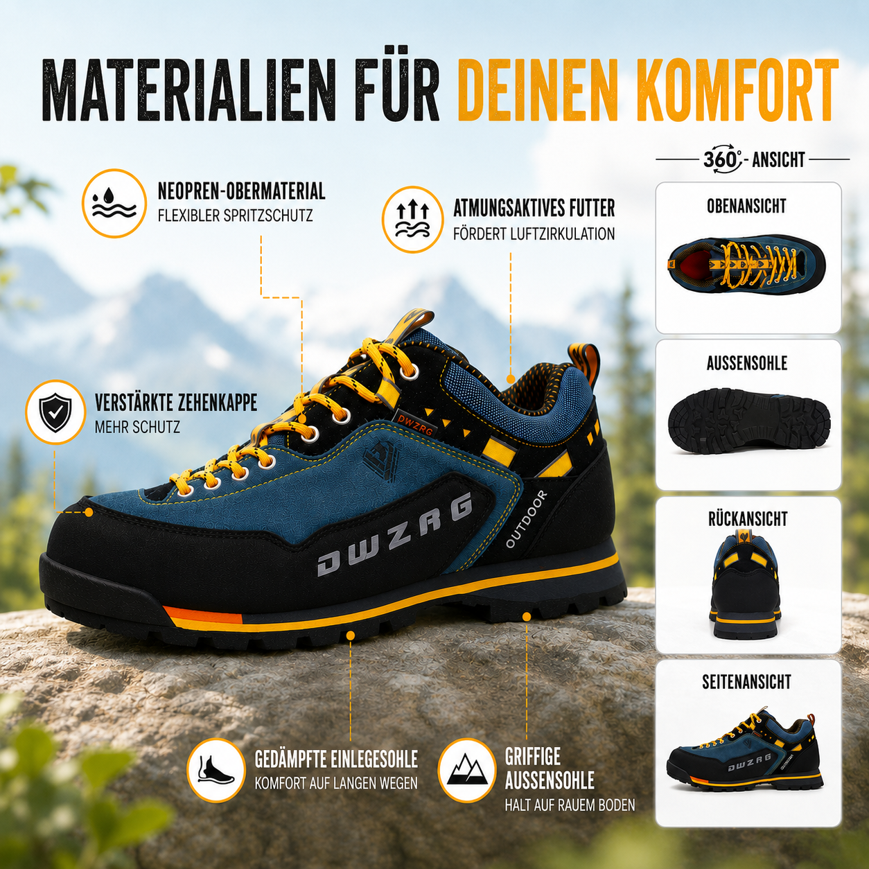 Nordspur | Niedrig geschnittener wasserdichter Wanderschuh