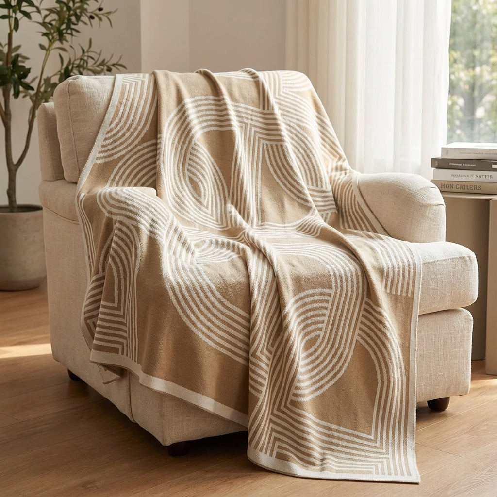 Modernes geometrisches Wurfplaid gestrickt mit warmem weichem Finish