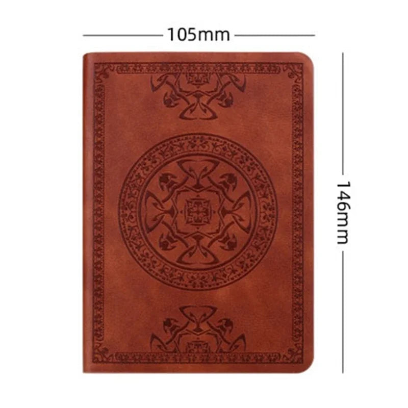 Tragbares Notizbuch mit geprägtem Vintage-Einband und glatten Schreibseiten
