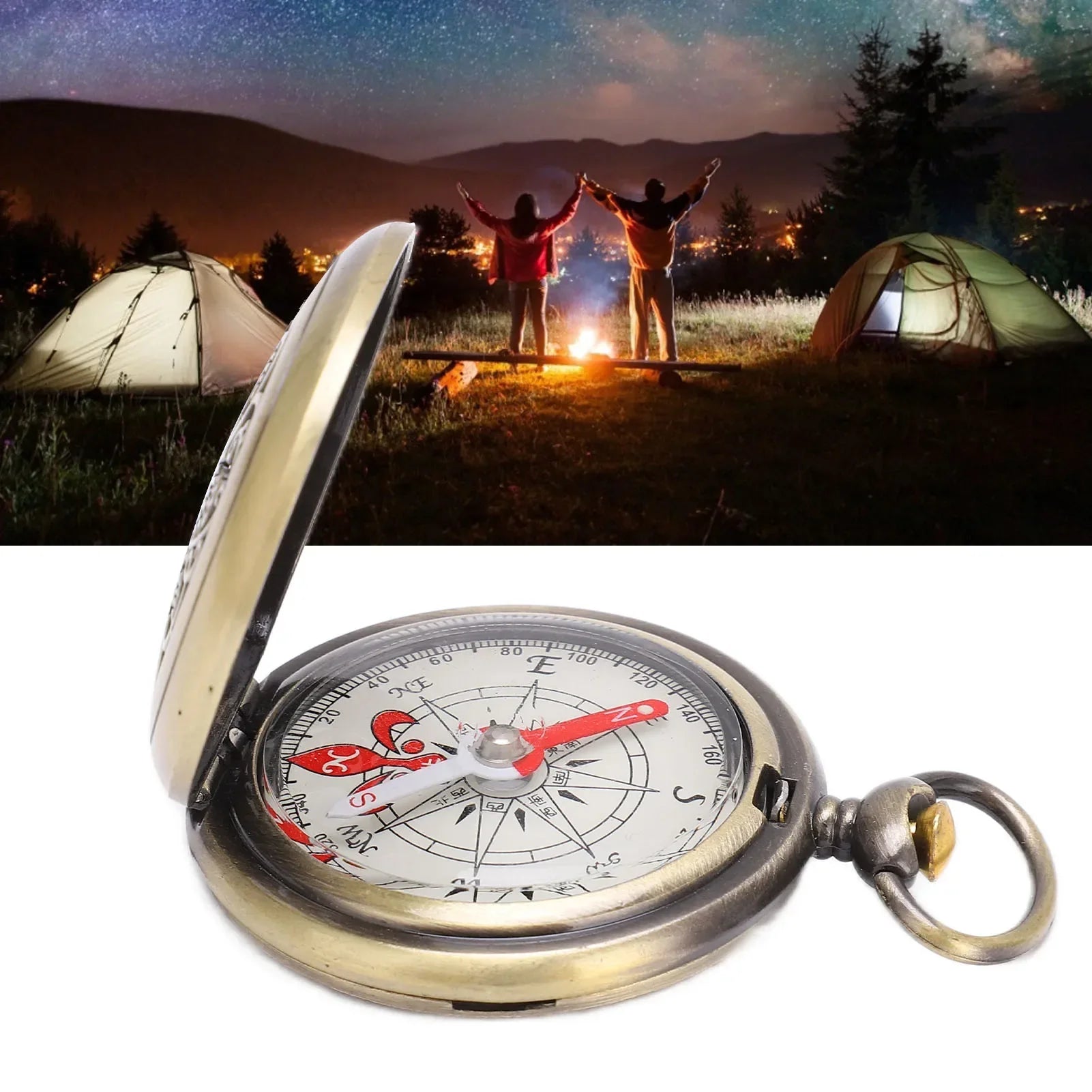 Taschenkompass mit Schutzdeckel und klarem Zifferblatt für Navigation