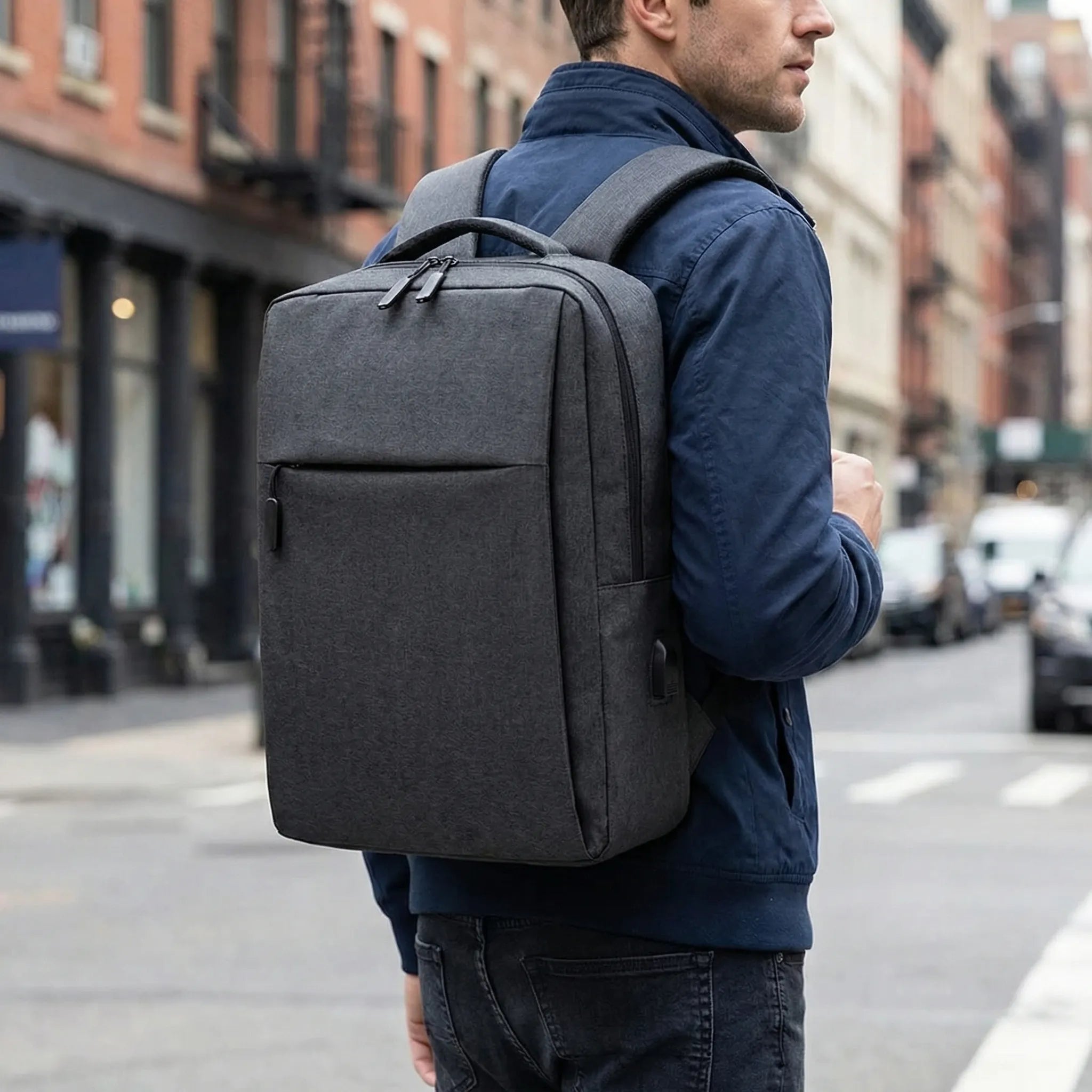 Wasserabweisender Laptop-Rucksack mit USB-Ladeport und Laptop-Fach