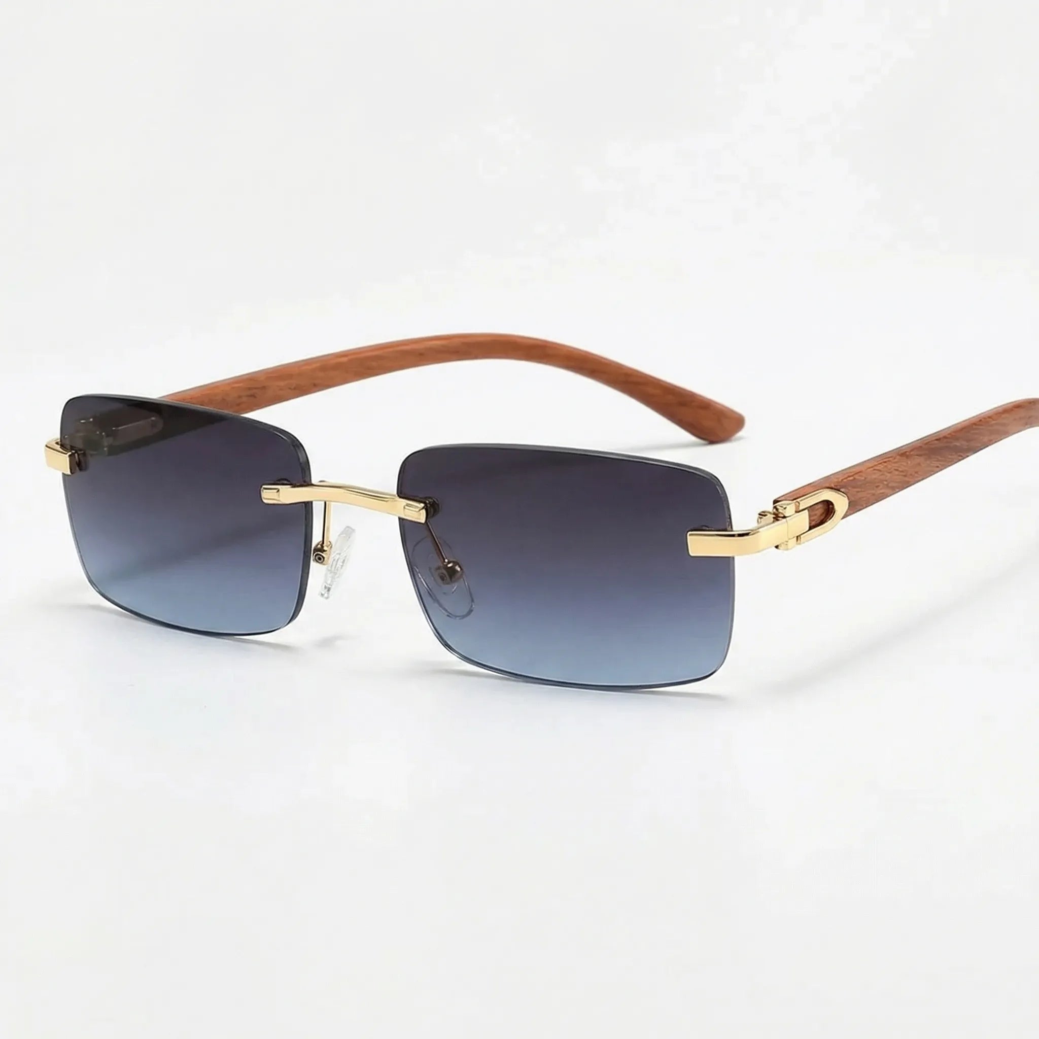 Randlose Quadratische Sonnenbrille mit Leoparden-Bügeldetails Goldton