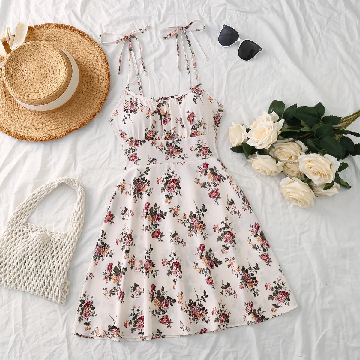 Nordspur | Parisia Floral Print Short Sundress With Tie Straps