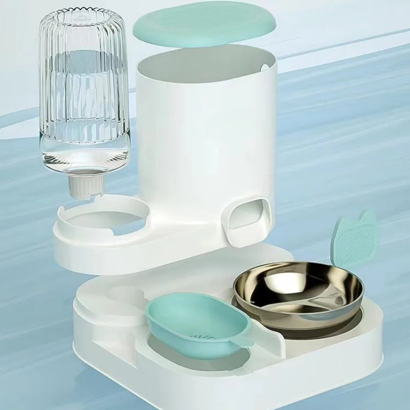Automatischer Futter- und Wasserspender für Haustiere mit Edelstahl-Napf