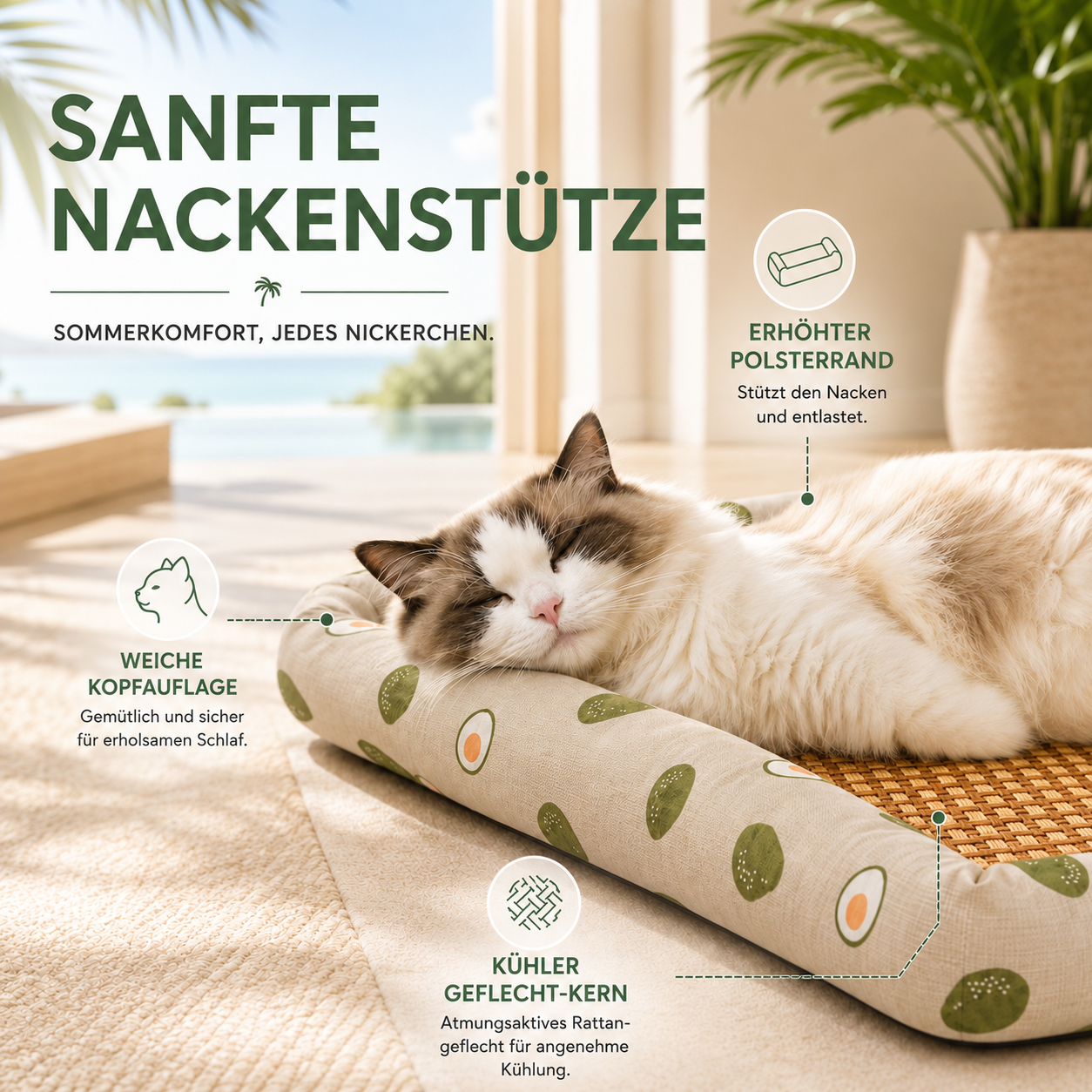 Nordspur | Pawvelo Gewebtes Rattan-Kühlbett für Haustiere