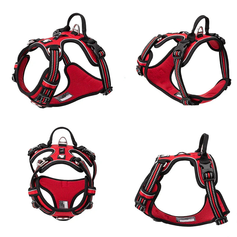 Reflektierendes Hundegeschirr mit zugfreiem Design und verstellbarer Passform