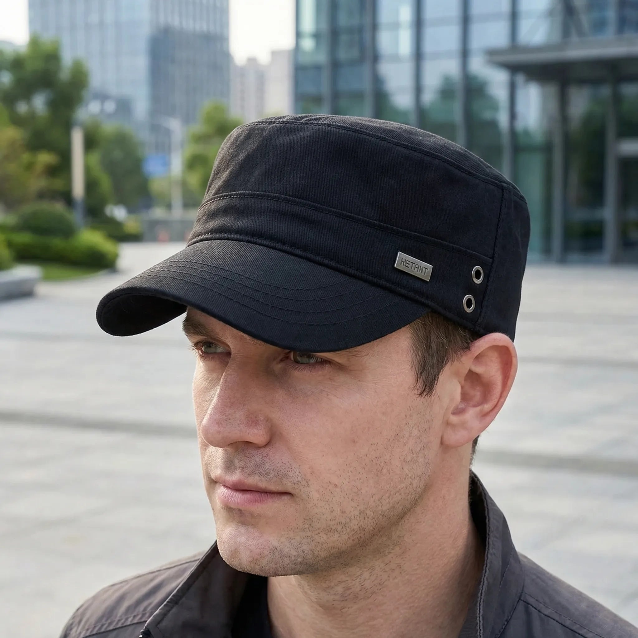 Flache Baseball Cap für Herren mit festem Schirm, atmungsaktiv