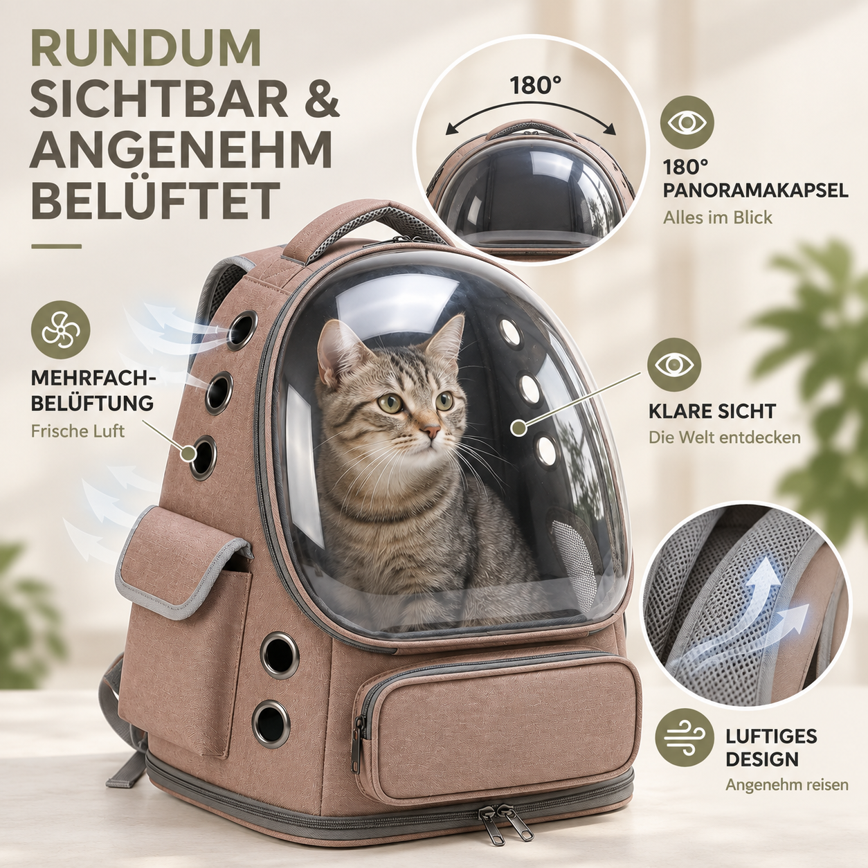 Nordspur | Petvoy Transparentes Fenster Haustier-Reiserucksack
