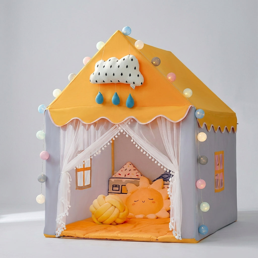Faltbares Spielzelt für Kinder im Schloss-Design mit Baldachin