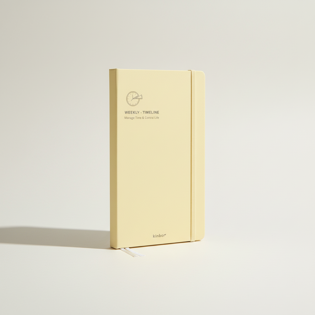 Undatiertes Wochenplaner-Notizbuch mit Wochenseiten und monatlicher Übersicht