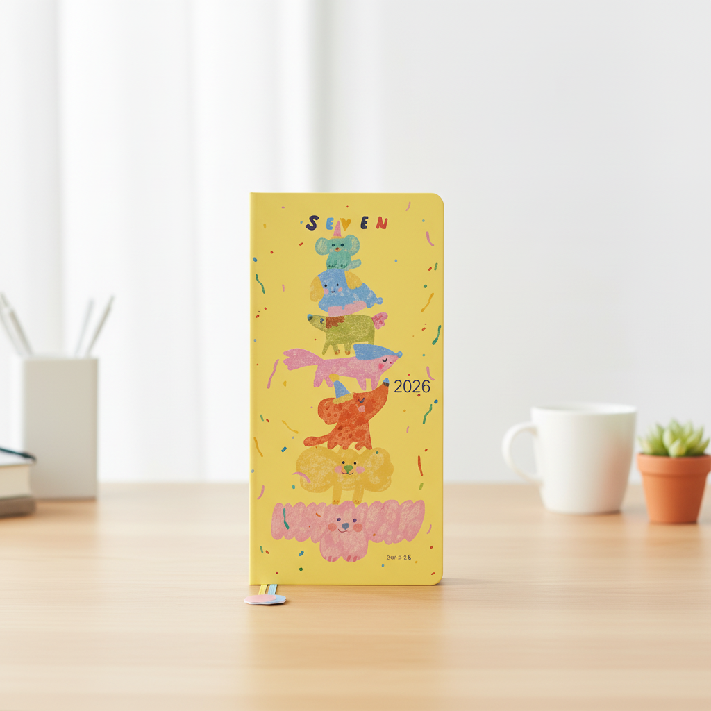 Kompakter Wochenplaner Notizbuch mit Lesezeichenbändern Taschenformat