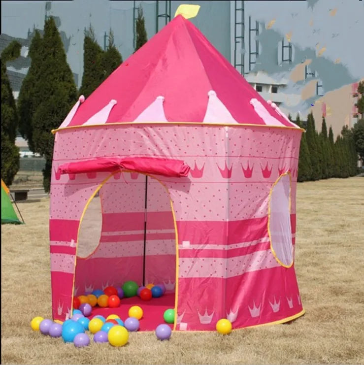 Faltbares Pop-Up Schlosszelt für Kinder mit Netzfenstern und Tragetasche