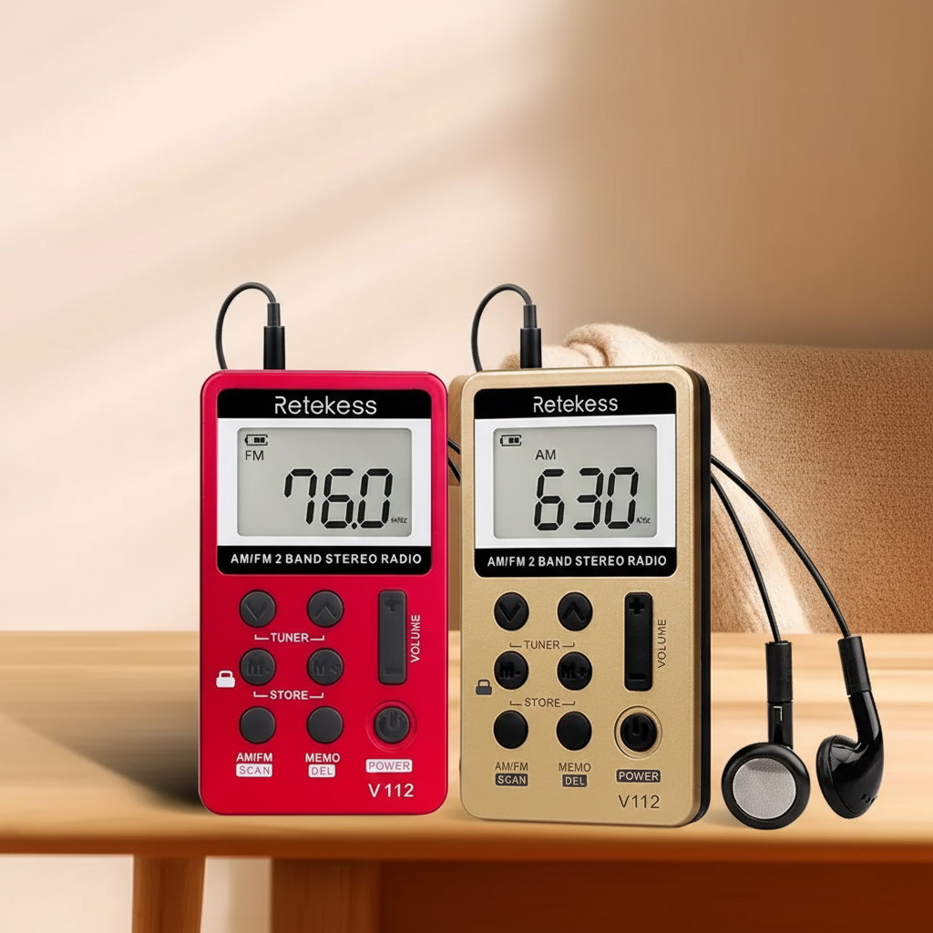 Kompaktes Taschhenradio mit Metallgehäuse und LCD-Display