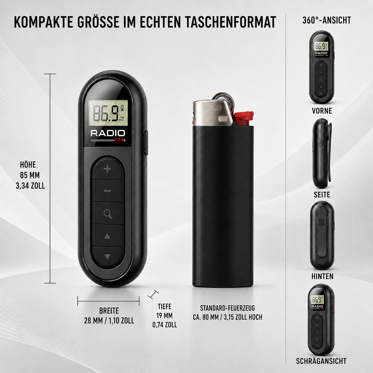 Nordspur | PocketWave Tragbares aufladbares Taschen-UKW-Radio