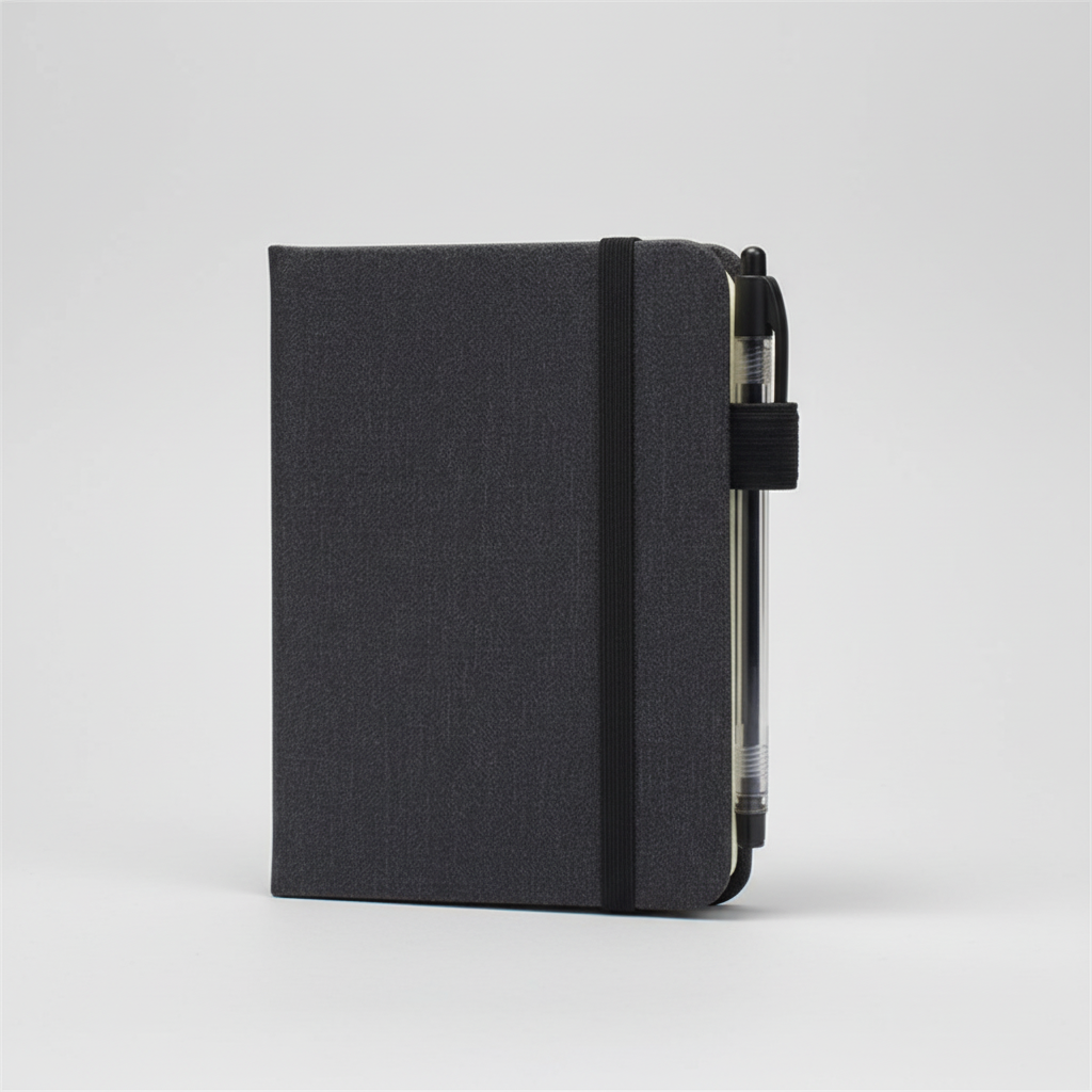 A7 Taschennotizbuch mit Spiralbindung und Stifthalter