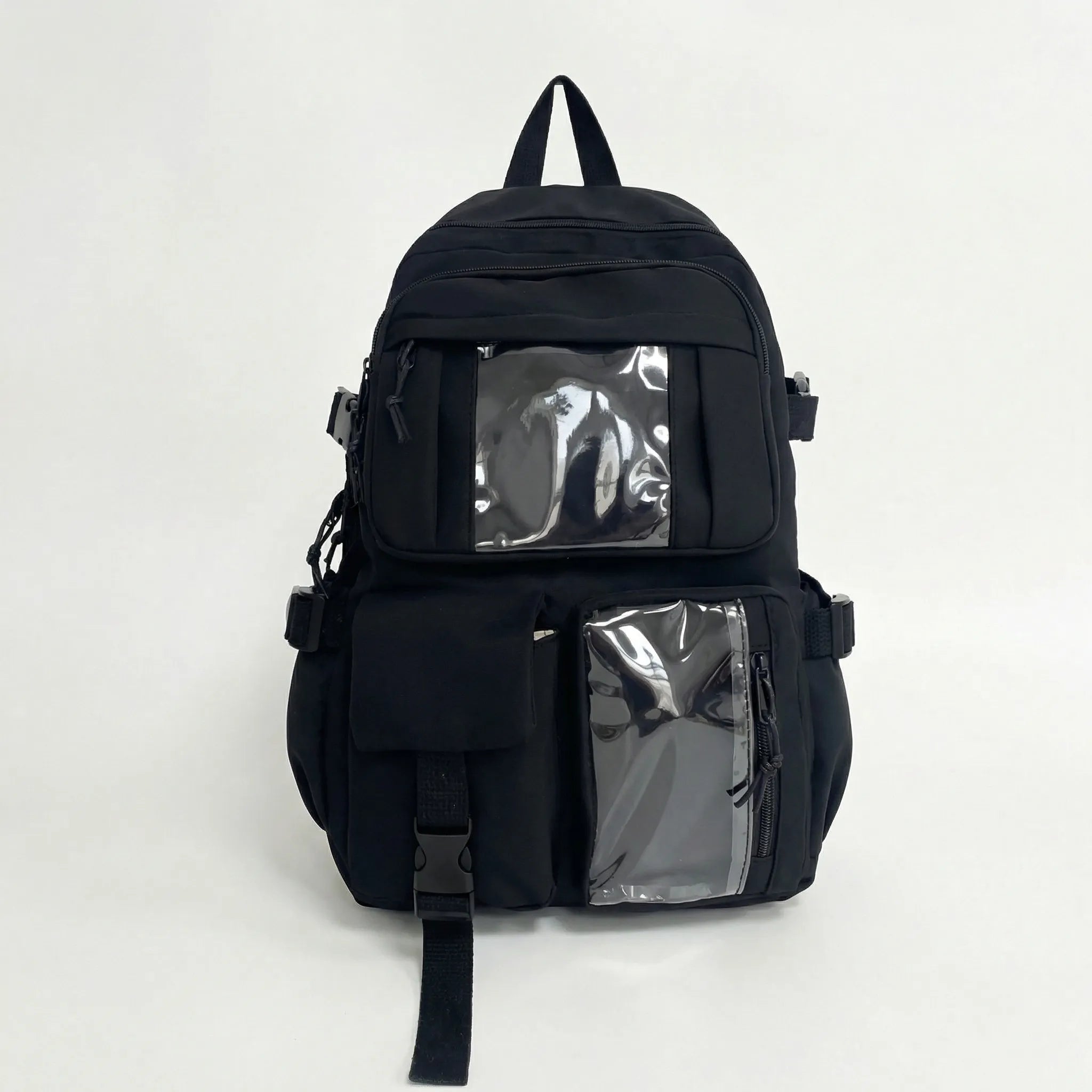 Schulrucksack mit 7 Fächern und transparenter Vordertasche für Mädchen
