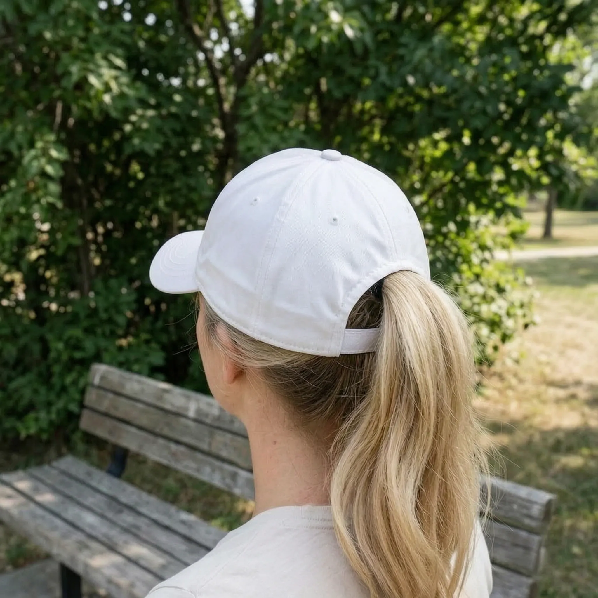 Damen-Baseballkappe mit Pferdeschwanzöffnung atmungsaktiv Netzrücken